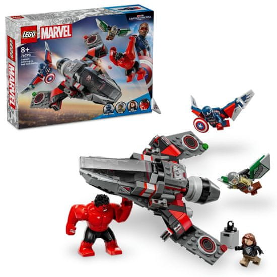 LEGO Marvel Spopad Stotnika Amerike z Rdečim Hulkom, sestavljivi reaktivec (76292)