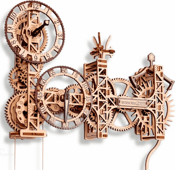 Wooden city 3D sestavljanka Steampunk stenska ura 269 kosov