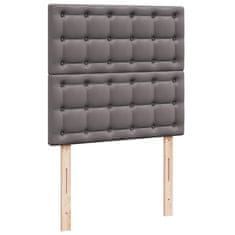 Vidaxl Otomanski posteljni okvir z vzmetnicami siv 200x200cm um. usnje