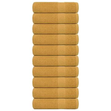 Vidaxl Brisače za tuširanje 10 kos zlata 70x140cm 360 g/m² 100% bombaž