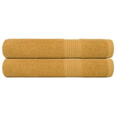 Vidaxl Brisače 2 kos zlata 100x200 cm 360 g/m² 100% bombaž