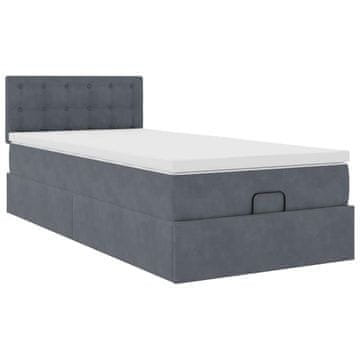 Vidaxl Otomanski posteljni okvir z vzmetnico siv 80x200 cm žamet