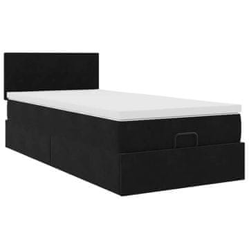 Vidaxl Otomanski posteljni okvir z vzmetnico črn 100x200 cm žamet