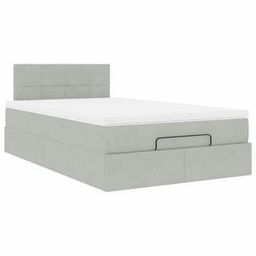 Vidaxl Otomanski posteljni okvir z vzmetnico siv 120x200 cm žamet