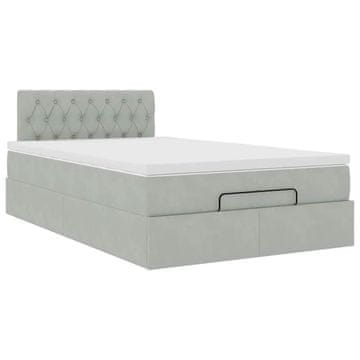 Vidaxl Otomanski posteljni okvir z vzmetnico siv 120x200 cm žamet