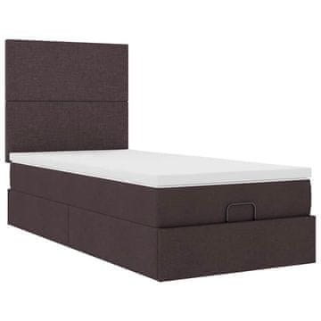 Vidaxl Otomanska postelja z vzmetnico rjav 100x200 cm blago