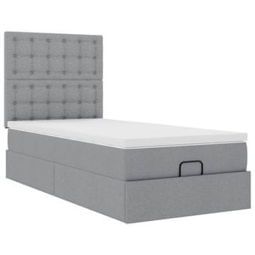 Vidaxl Otomanski posteljni okvir z vzmetnico siv 80x200 cm blago
