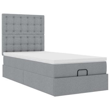 Vidaxl Otomanska postelja z vzmetnico siv 100x200 cm blago