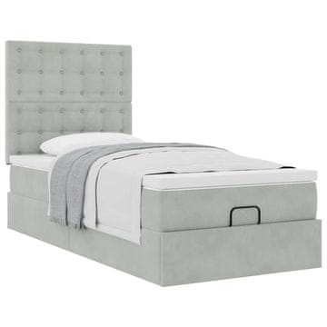 Vidaxl Otomanski posteljni okvir z vzmetnicami siv 80x200 cm žamet