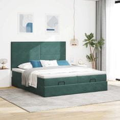 Vidaxl Otomanski posteljni okvir z vzmetnicami zelen 180x200cm žamet