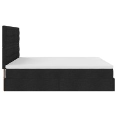 Vidaxl Otomanski posteljni okvir z vzmetnicami črn 180x200 cm blago