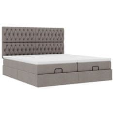 Vidaxl Otomanski posteljni okvir z vzmetnicami taupe 200x200 cm blago