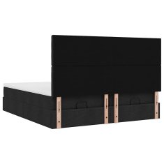 Vidaxl Otomanski posteljni okvir z vzmetnicami črn 180x200 cm blago