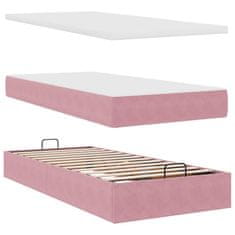 Vidaxl Otomanski posteljni okvir z vzmetnicami roza 200x200cm žamet