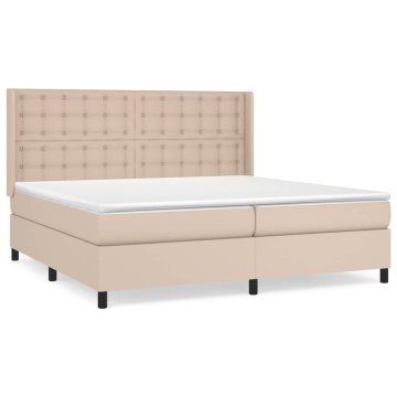 Vidaxl Box spring postelja z vzmetnico kapučino 200x200 cm um. usnje