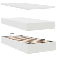 Vidaxl Otomanski posteljni okvir z vzmetnicami bel 200x200cm um. usnje