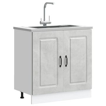Vidaxl vidaXL Omarica za kuhinjsko pomivalno korito Kalmar betonsko siva 80x46x81,5 cm