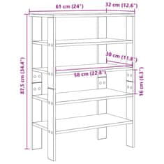 Vidaxl Regal za čevlje sonoma hrast 61x32x87,5 cm inženirski les
