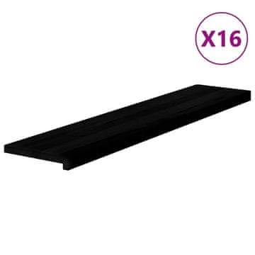Vidaxl Podloge za stopnice 16 kosov rjavo-črne 120x30x2 cm trdna hrastovina