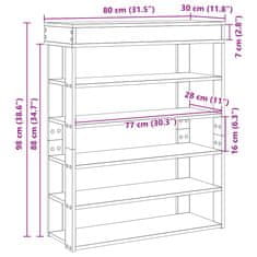 Vidaxl Regal za čevlje sonoma hrast 80x30x98 cm inženirski les