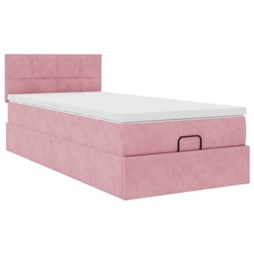 Vidaxl Otomanski posteljni okvir z vzmetnico roza 80x200 cm žamet