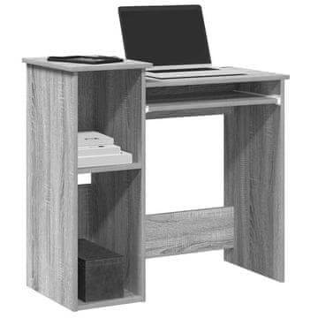Vidaxl vidaXL Pisalna miza s policami, siva, hrast sonoma, 84x40x78 cm