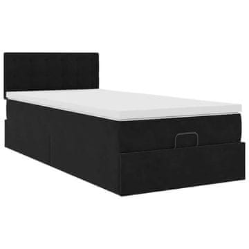 Vidaxl Otomanski posteljni okvir z vzmetnico črn 100x200 cm žamet