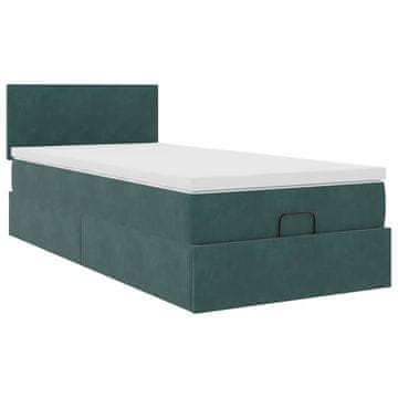 Vidaxl Otomanski posteljni okvir z vzmetnico zelen 100x200 cm žamet