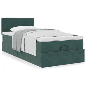 Vidaxl Otomanski posteljni okvir z vzmetnico zelen 90x190 cm žamet