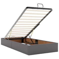 Vidaxl Otomanska postelja z vzmetnicami & LEDs siv 180x200cm um. usnje