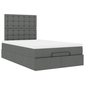 Vidaxl Otomanska postelja z vzmetnico siv 120x190 cm blago