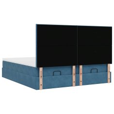 Vidaxl Otomanski posteljni okvir z vzmetnicami moder 180x200cm žamet