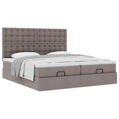 Vidaxl Otomanski posteljni okvir z vzmetnicami taupe 200x200 cm blago