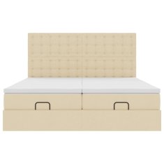 Vidaxl Otomanski posteljni okvir z vzmetnicami krem 200x200 cm blago