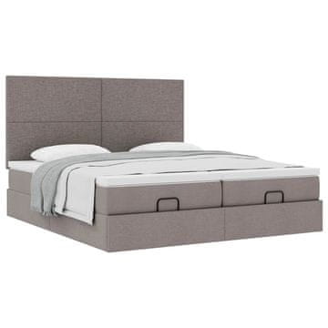 Vidaxl Otomanski posteljni okvir z vzmetnicami taupe 180x200 cm blago
