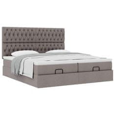 Vidaxl Otomanski posteljni okvir z vzmetnicami taupe 200x200 cm blago