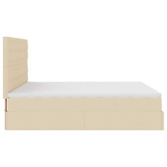 Vidaxl Otomanski posteljni okvir z vzmetnicami krem 200x200 cm blago
