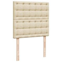 Vidaxl Otomanski posteljni okvir z vzmetnicami krem 180x200 cm blago