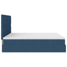 Vidaxl Otomanski posteljni okvir z vzmetnicami moder 200x200 cm blago