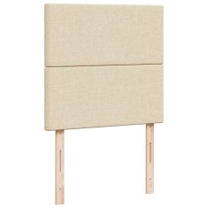 Vidaxl Otomanski posteljni okvir z vzmetnicami krem 180x200 cm blago
