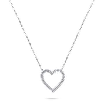 Brilio Silver Očarljiva srebrna ogrlica s srcem NCL33W
