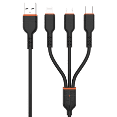 Kaku Polnilni kabel 3,2A Quick Charge - 3v1 - Lightning, Micro USB, Type C