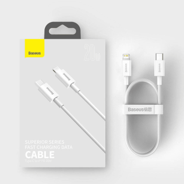 BASEUS Podatkovni kabel CATLYS-B02 (Superior Fast Charge) 20W - Lightning na Type-C -1,5m - bel