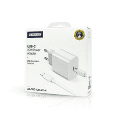 Jellico Hišni polnilec AK-180 (Quick Charge) 20W vhod Type-C s Type-C podatkovnim kablom (EU Blister), bel