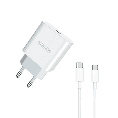 Jellico Hišni polnilec AK-180 (Quick Charge) 20W vhod Type-C s Type-C podatkovnim kablom (EU Blister), bel