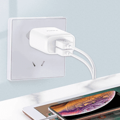 Kaku Hišni polnilec Q/HHDZ 2,4A 2x USB vtič s polnilnim kablom Lightning bel