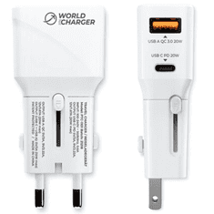Onasi Svetovni adapter Quick Charge 20W izhod USB in Type C- Original (EU Blister) bel