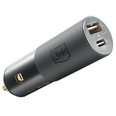 3MK Avtopolnilec Hyper dual charger adapter USB A in Type C PD 100W 3,0 QC - siv