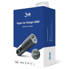 3MK Avtopolnilec Hyper dual charger adapter USB A in Type C PD 100W 3,0 QC - siv