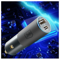 3MK Avtopolnilec Hyper dual charger adapter USB A in Type C PD 100W 3,0 QC - siv